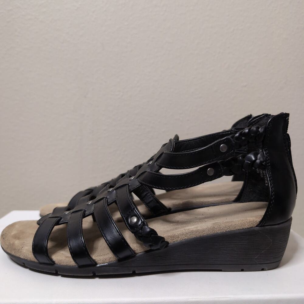 Black Gladiator Wedge Sandals Boho Y2k